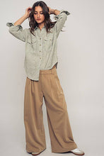 Load image into Gallery viewer, Pinstripe Utility Button-Up in Premium Cotton Blend: KHAKI
