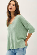 Load image into Gallery viewer, RELAXED FIT 1/2 SLEEVE COTTON SLUB SWEATER: Capri
