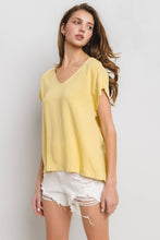 Load image into Gallery viewer, Solid Linen V-neck Short Sleeve Top
