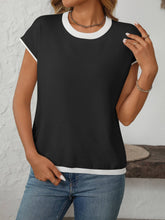 Load image into Gallery viewer, Two Tone Striped/Solid Short Sleeve Knit Top
