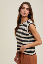 Load image into Gallery viewer, STRIPED CROCHET TANK TOP / BLACK
