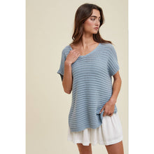 Load image into Gallery viewer, STRIPED CROCHET SWEATER TOP / CLOUD

