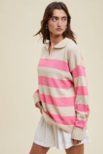 Load image into Gallery viewer, LIGHTWEIGHT COLLARED STRIPED SWEATER TOP
