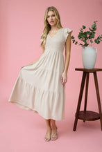 Load image into Gallery viewer, FLUTTER SLEEVE MAXI DRESS: BLACK
