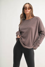 Load image into Gallery viewer, Waffle Ribbed Roundneck Pullover: NEW ORCHID
