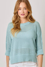 Load image into Gallery viewer, Open Stitch High Low Sweater: Powder Blue
