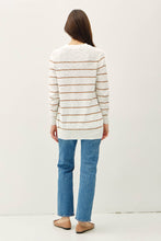 Load image into Gallery viewer, STRIPED COTTON SLUB CARDIGAN: Indigo
