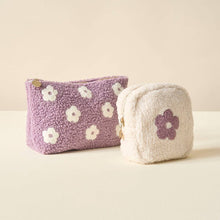 Load image into Gallery viewer, Square Teddy Pouch - Purple Flower
