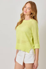 Load image into Gallery viewer, Open Stitch High Low Sweater: Powder Blue
