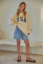 Load image into Gallery viewer, Knit 100% Cotton French Terry Crew Neck USA Pullover: Navy
