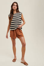 Load image into Gallery viewer, STRIPED CROCHET TANK TOP / BLACK
