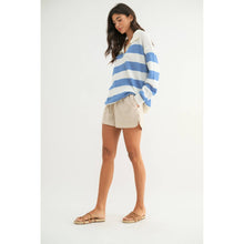 Load image into Gallery viewer, LIGHTWEIGHT COLLARED STRIPED SWEATER TOP
