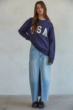 Load image into Gallery viewer, Knit 100% Cotton French Terry Crew Neck USA Pullover: Navy
