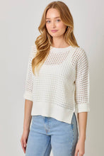 Load image into Gallery viewer, Open Stitch High Low Sweater: Powder Blue
