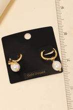 Load image into Gallery viewer, Gold Dipped Mini Pearl Teardrop Huggie Earrings: G
