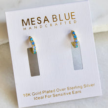 Load image into Gallery viewer, Blue Opal Huggie Hoop Earrings Hypoallergenic, Sterling Silv
