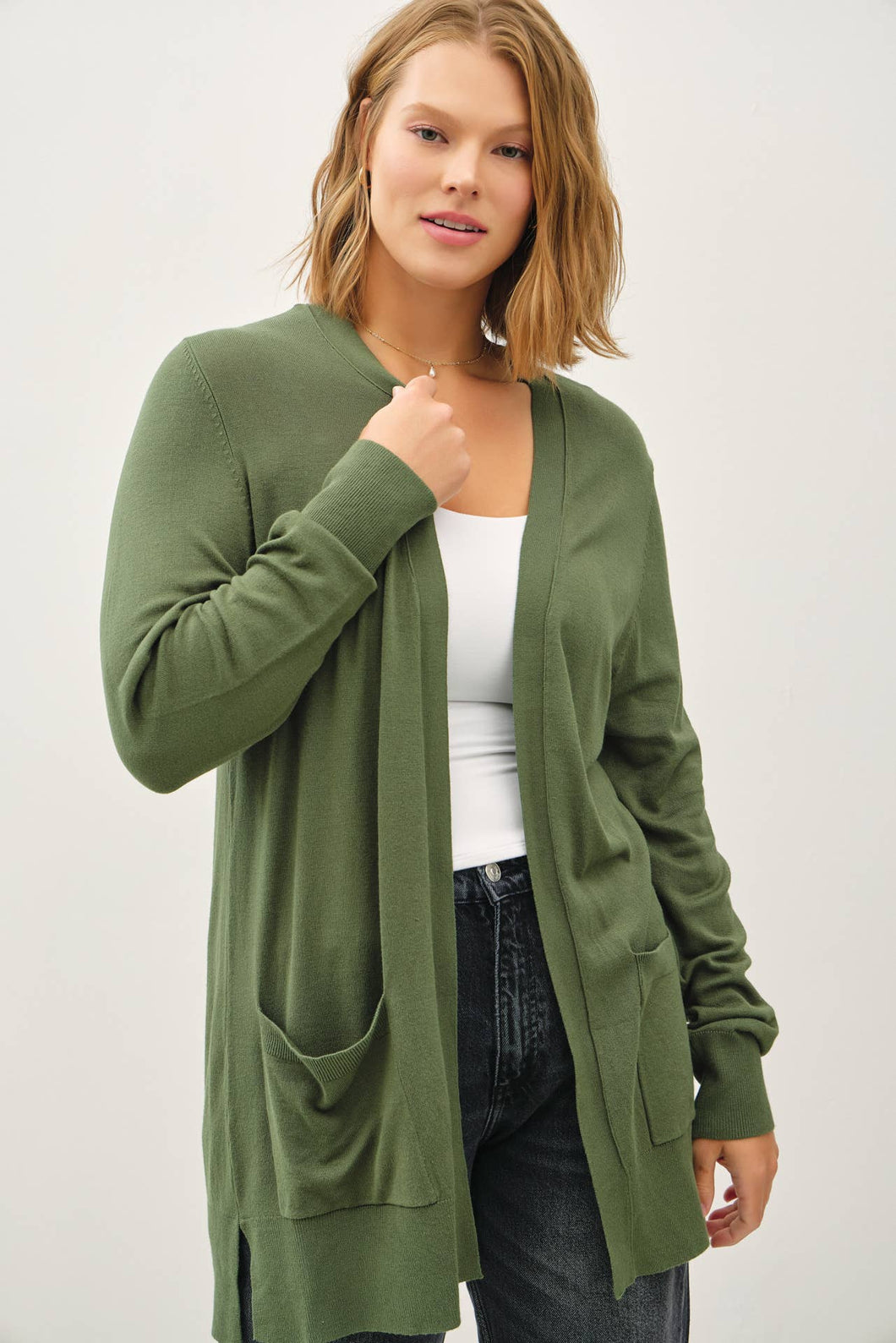 PLUS ESSENTIAL OPEN FRONT KNIT SWEATER CARDIGAN
