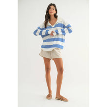 Load image into Gallery viewer, LIGHTWEIGHT COLLARED STRIPED SWEATER TOP
