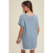 Load image into Gallery viewer, STRIPED CROCHET SWEATER TOP / CLOUD
