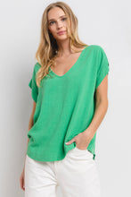 Load image into Gallery viewer, Solid Linen V-neck Short Sleeve Top
