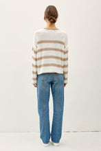 Load image into Gallery viewer, FLOWY STRIPED SWEATER W ACCENT COLOR: Poppy
