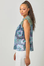 Load image into Gallery viewer, 61024 Sleeveless Ruffled Floral Print Top: Tomato / Small
