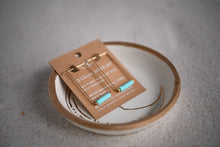 Load image into Gallery viewer, Eventide Rectangular Gold Lightweight Hoops: Turquoise
