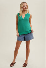 Load image into Gallery viewer, TEXTURED NOTCHED SWEATER TANK TOP / GREEN
