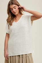 Load image into Gallery viewer, STRIPED CROCHET SWEATER TOP / CLOUD
