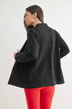 Load image into Gallery viewer, Cotton Blend Mineral Wash Shacket: OLIVE
