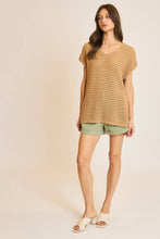 Load image into Gallery viewer, STRIPED CROCHET SWEATER TOP / CLOUD
