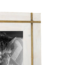 Load image into Gallery viewer, Henrie 4x6 Photo Brass Bordered Picture Frame White Wood
