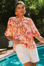 Load image into Gallery viewer, Floral Printed Blouse: Peach Fuzz
