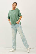 Load image into Gallery viewer, OVERSIZED DROP SHOULDER SHORT SLEEVE SWEATER TOP : Spruce
