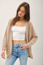 Load image into Gallery viewer, STRIPED DOLMAN SLEEVE OPEN CARDIGAN
