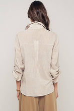 Load image into Gallery viewer, Pinstripe Utility Button-Up in Premium Cotton Blend: KHAKI
