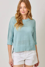 Load image into Gallery viewer, Open Stitch High Low Sweater: Powder Blue
