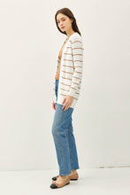 Load image into Gallery viewer, STRIPED COTTON SLUB CARDIGAN: Indigo
