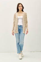 Load image into Gallery viewer, STRIPED COTTON SLUB CARDIGAN: Indigo
