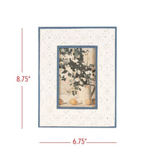 Load image into Gallery viewer, Penelope 4x6 Photo Resin Stamp Picture Frame Blue and Cream

