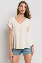 Load image into Gallery viewer, Solid Linen V-neck Short Sleeve Top
