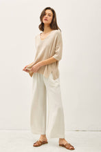 Load image into Gallery viewer, RELAXED FIT 1/2 SLEEVE COTTON SLUB SWEATER: Capri
