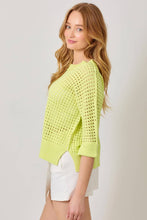 Load image into Gallery viewer, Open Stitch High Low Sweater: Powder Blue
