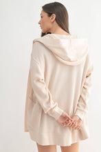 Load image into Gallery viewer, Waffle Knit Mineral-Washed Cardigan: GREY TEAL
