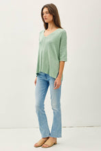 Load image into Gallery viewer, RELAXED FIT 1/2 SLEEVE COTTON SLUB SWEATER: Capri
