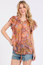Load image into Gallery viewer, Boho Flower Print Ruffle Sleeve Blouse
