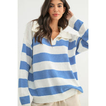 Load image into Gallery viewer, LIGHTWEIGHT COLLARED STRIPED SWEATER TOP

