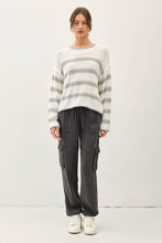 Load image into Gallery viewer, FLOWY STRIPED SWEATER W ACCENT COLOR: Poppy
