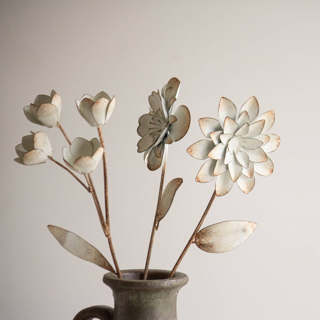 Abeline Antique White Metal Floral Stems