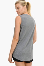 Load image into Gallery viewer, Notched Sleeveless Flowy Tank Top: BLACK
